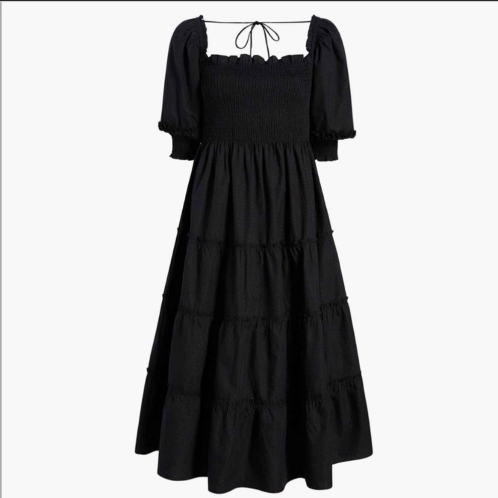 Hill House — Nesli Nap Dress in Black Poplin (2XL)